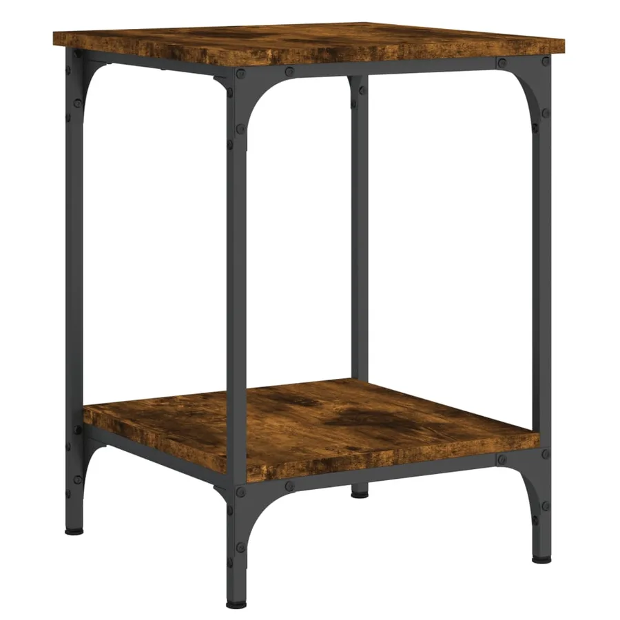 Table basse chêne fumé 40x40x55 cm bois d'ingénierie - 5