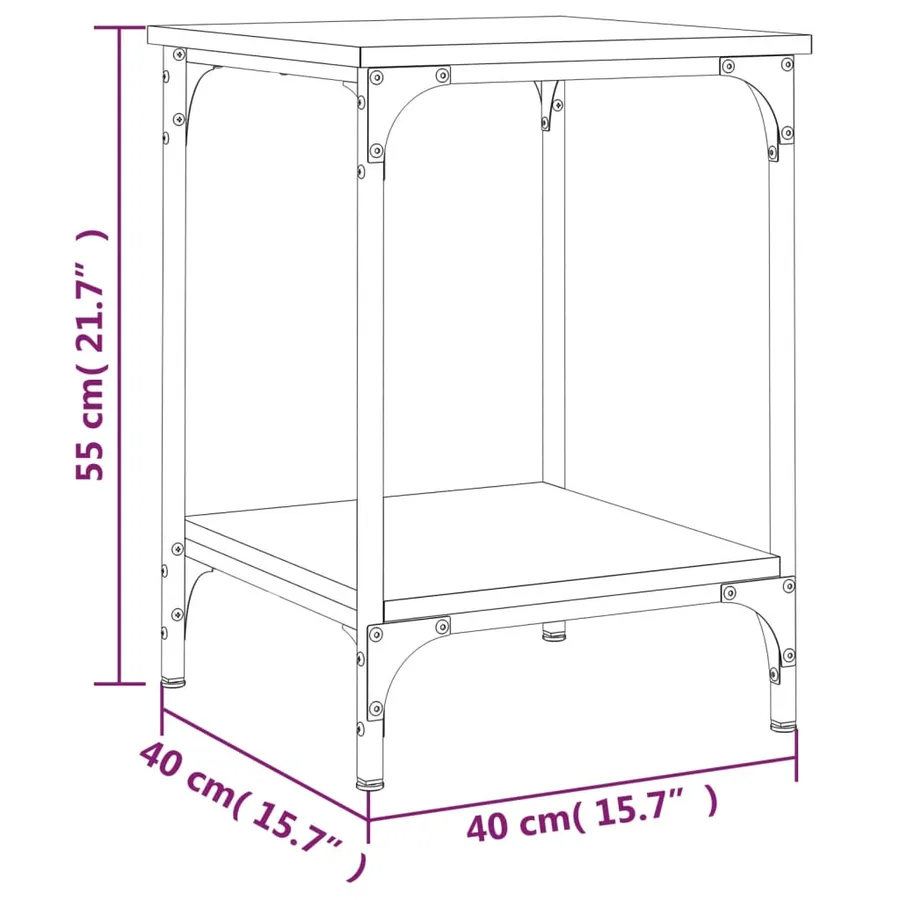 Table basse chêne fumé 40x40x55 cm bois d'ingénierie - 9