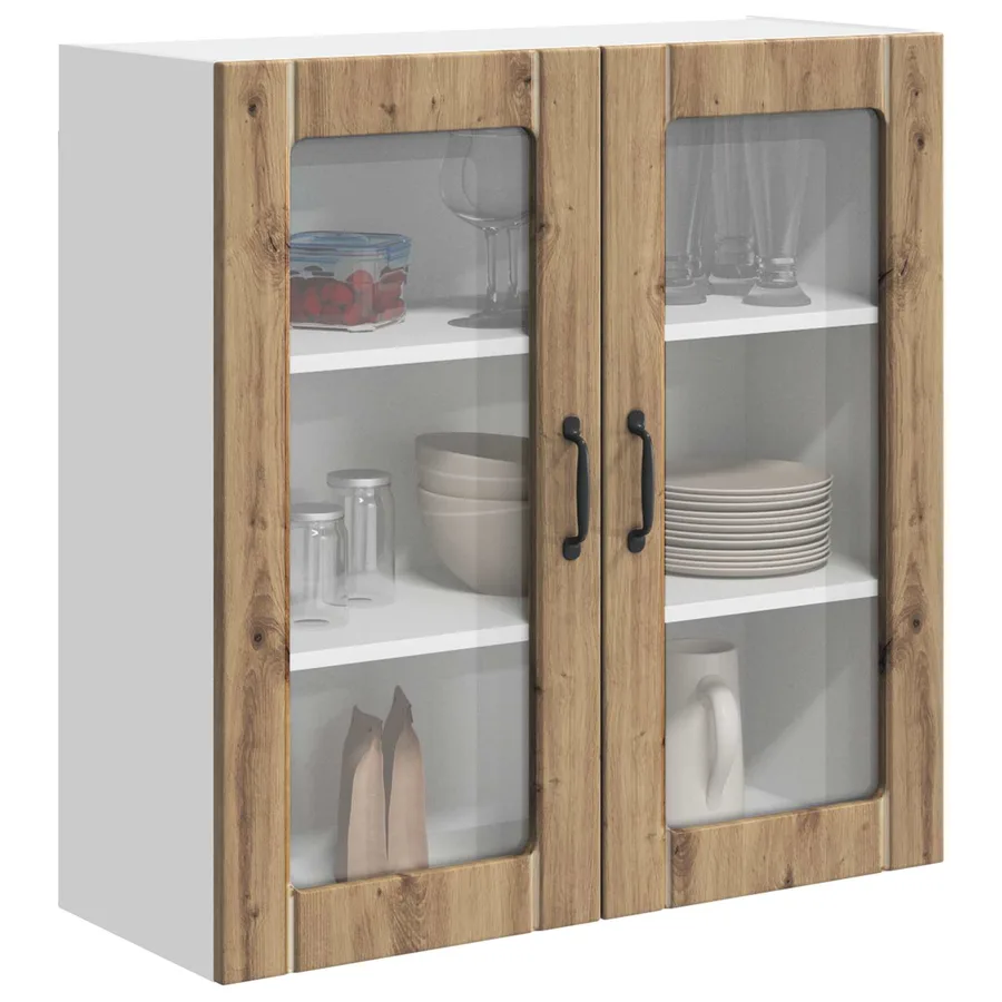 Cabinet en verre mural LUCCA Chêne artisanal 80 x 31 x 80 cm - 3