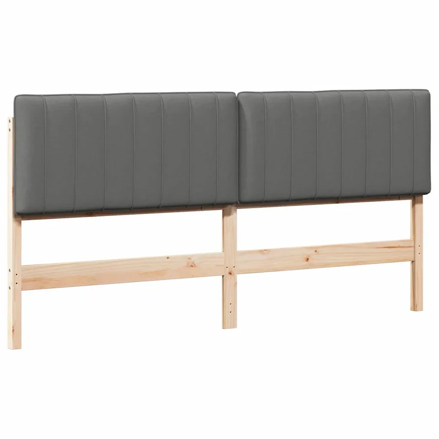 Tête de lit capitonnée Marron et gris clair 200 cm Pin massif - 2