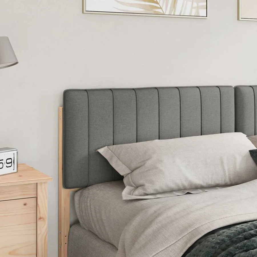 Tête de lit capitonnée Marron et gris clair 200 cm Pin massif - 3