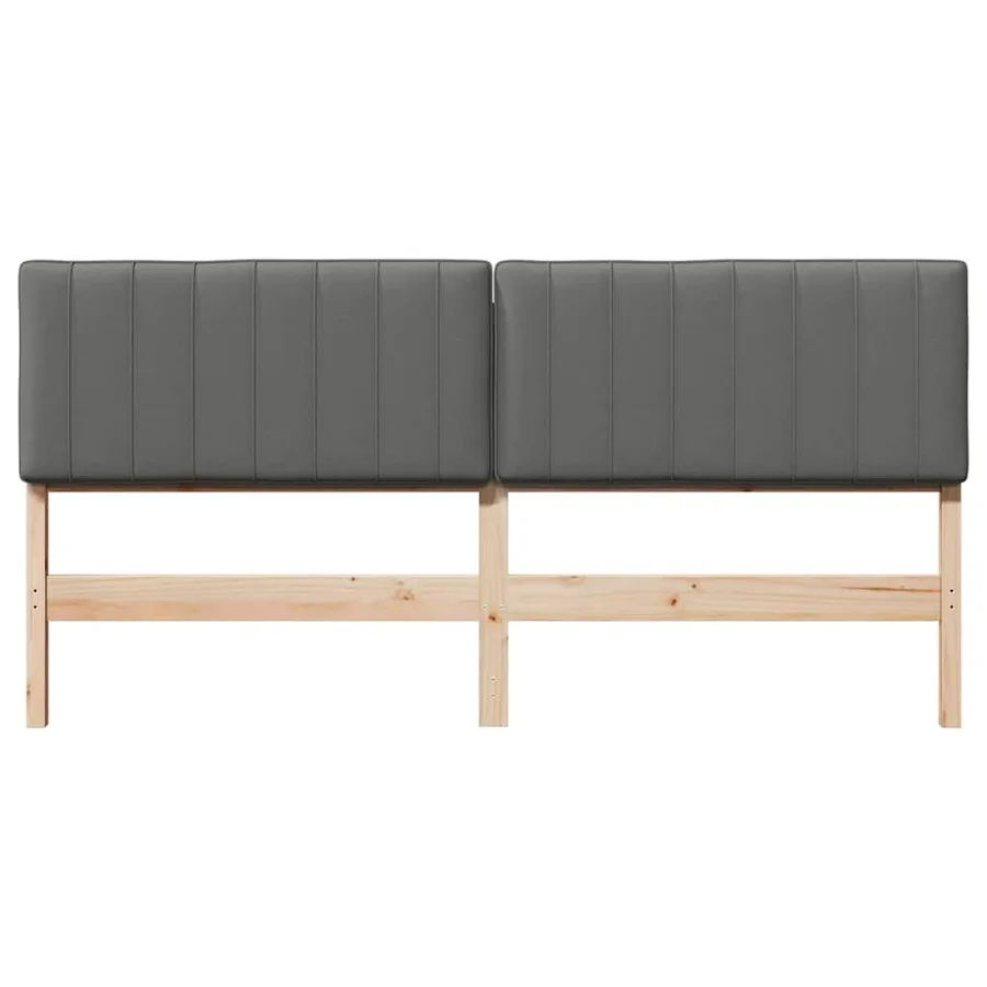 Tête de lit capitonnée Marron et gris clair 200 cm Pin massif - 4