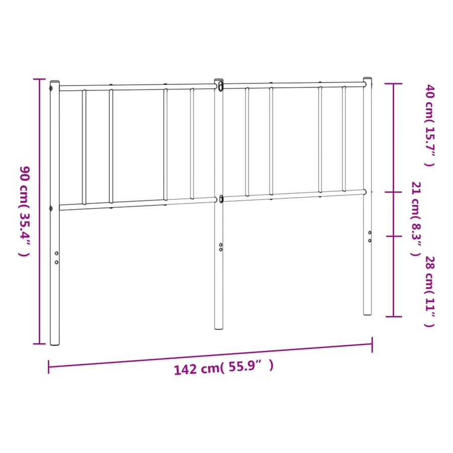 Tête de lit de remplacement métal noir 135 cm - 8