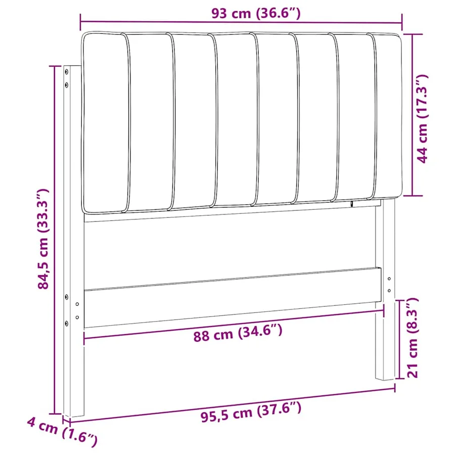Tête de lit capitonnée Marron et Taupe 90 cm Pin massif - 13