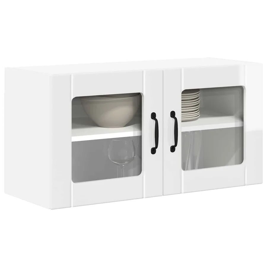 Cabinet en verre mural LUCCA Blanc brillant 80 x 31 x 40 cm - 3