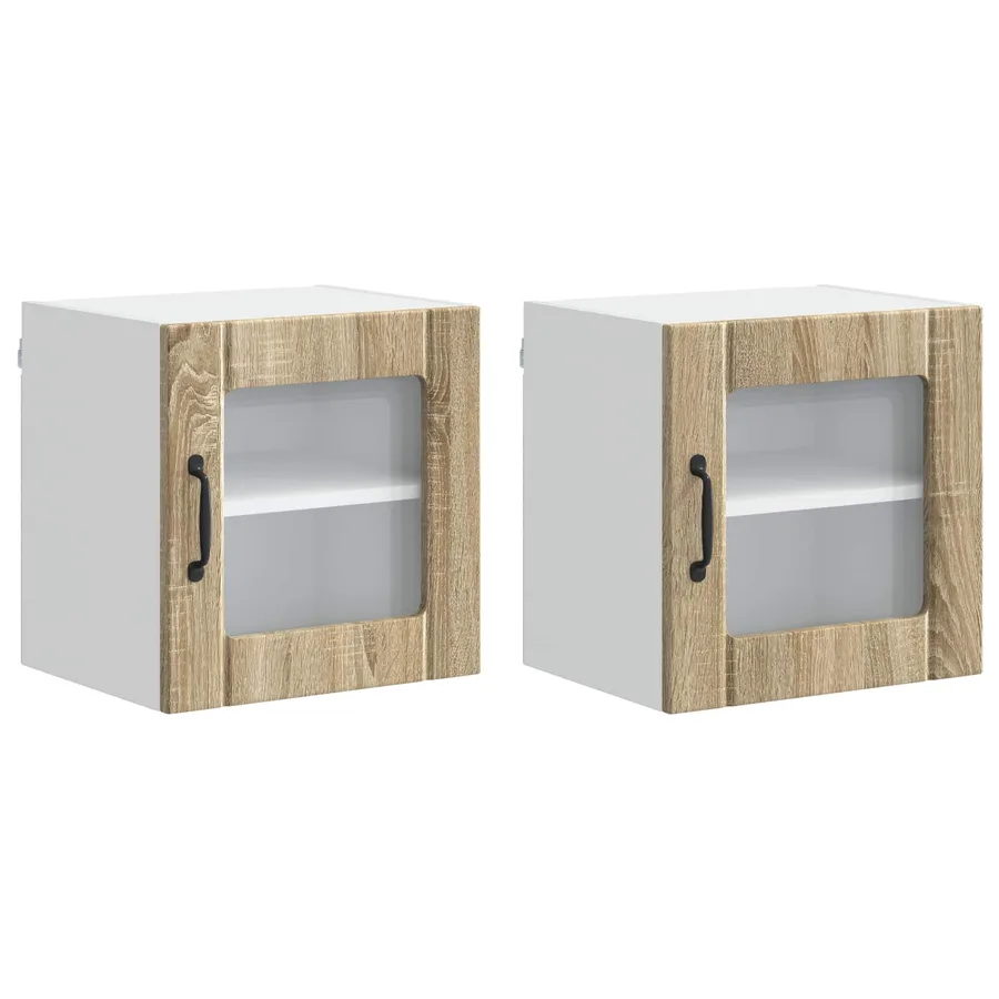 Cabinet en verre mural LUCCA 2 pcs Chêne Sonoma 40 x 31 x 40 cm - 2