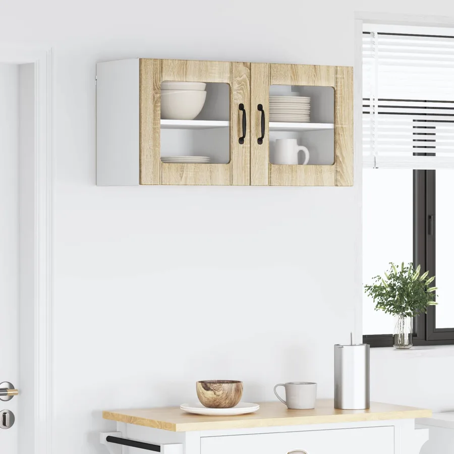 Cabinet en verre mural LUCCA 2 pcs Chêne Sonoma 40 x 31 x 40 cm - 4