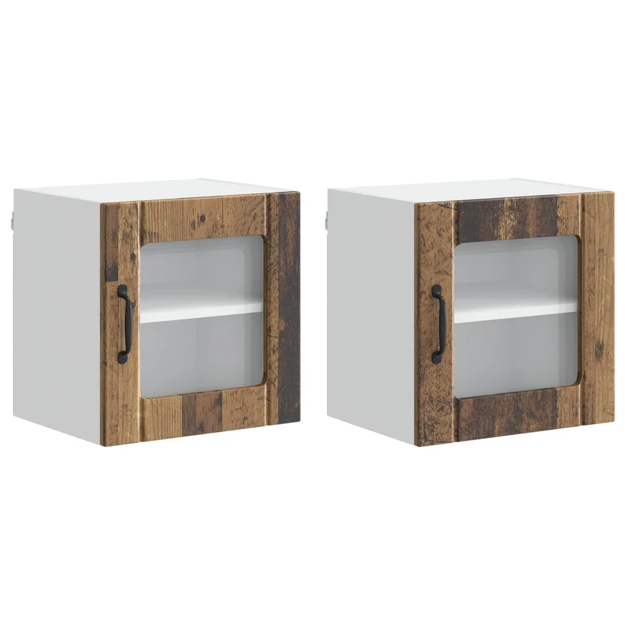 Cabinet en verre mural LUCCA 2 pcs Bois ancien 40 x 31 x 40 cm - 2
