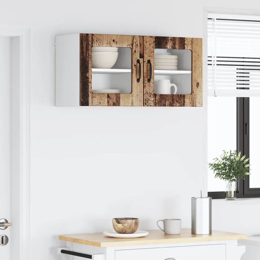 Cabinet en verre mural LUCCA 2 pcs Bois ancien 40 x 31 x 40 cm - 4
