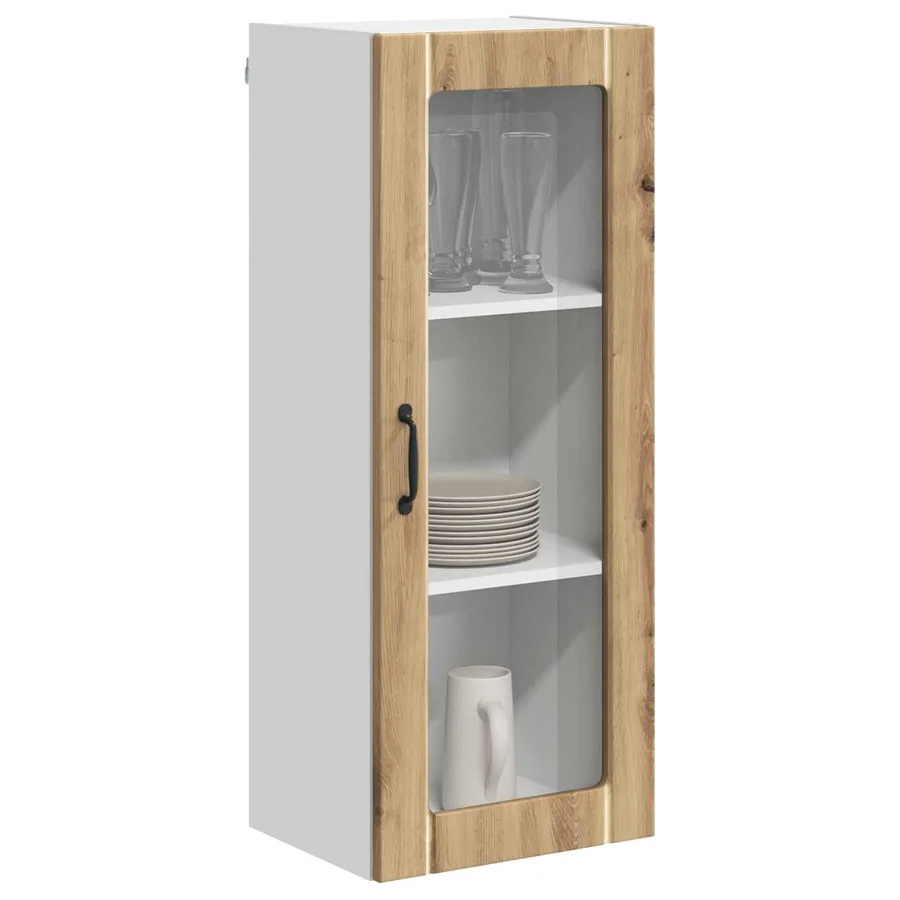 Cabinet en verre mural LUCCA Chêne artisanal 40 x 31 x 100 cm - 3