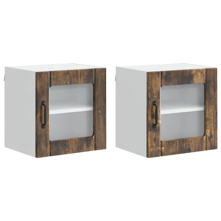 Cabinet en verre mural LUCCA 2 pcs Chêne fumé 40 x 31 x 40 cm - 2