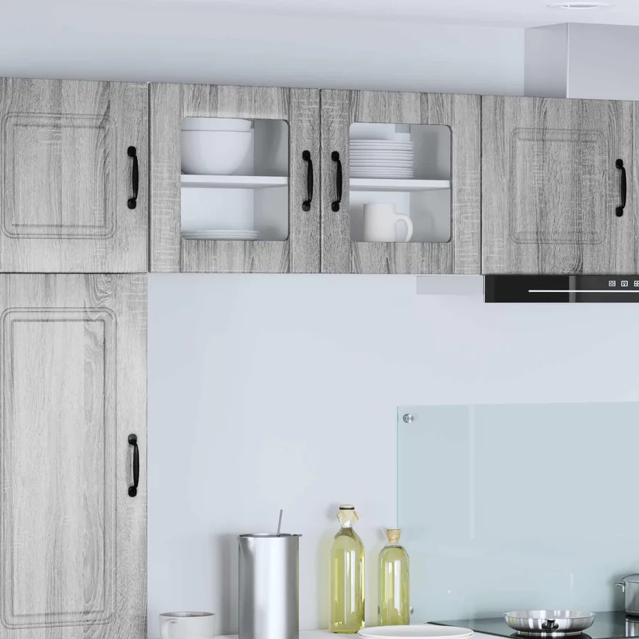 Cabinet en verre mural LUCCA 2 pcs Sonoma gris 40 x 31 x 40 cm