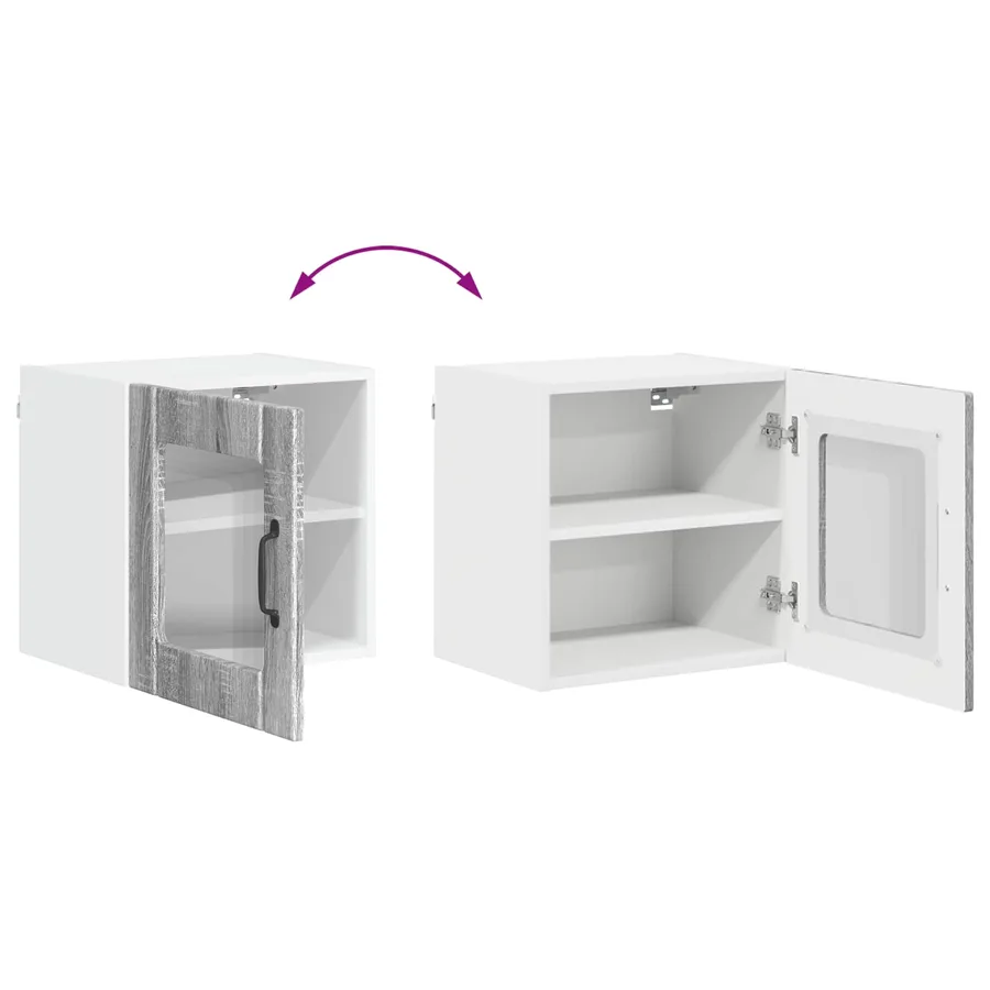 Cabinet en verre mural LUCCA 2 pcs Sonoma gris 40 x 31 x 40 cm - 9