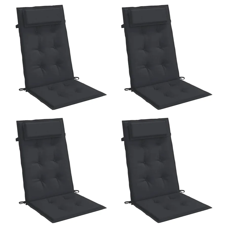Coussins de chaise à dossier haut lot de 4 noir tissu oxford - 3