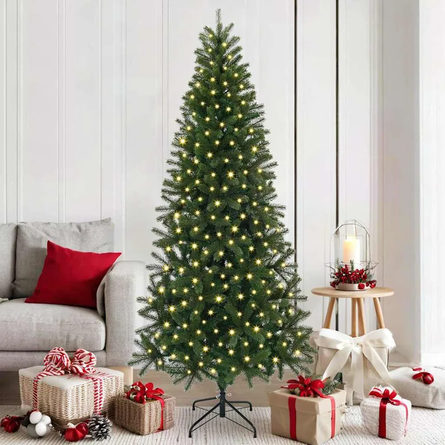 Sapin de Noël artificiel avec 300 LED Vert 180 cm PE et PVC