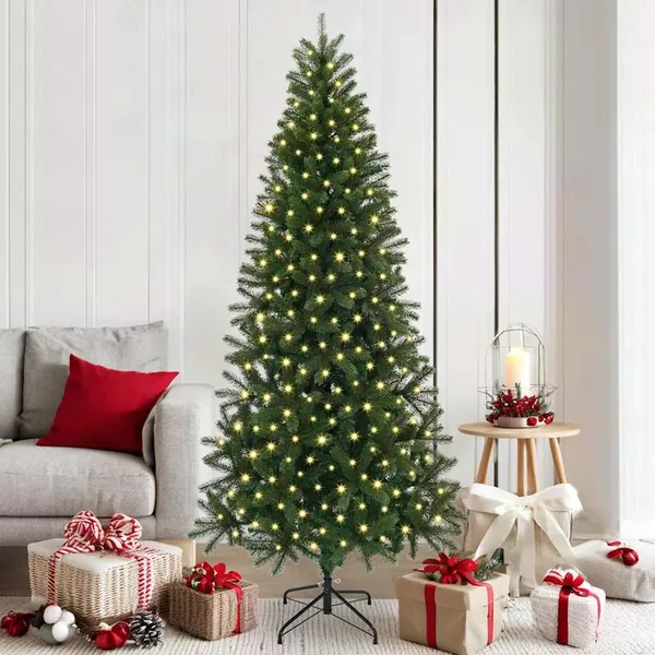 Sapin de Noël artificiel avec 300 LED Vert 180 cm PE et PVC
