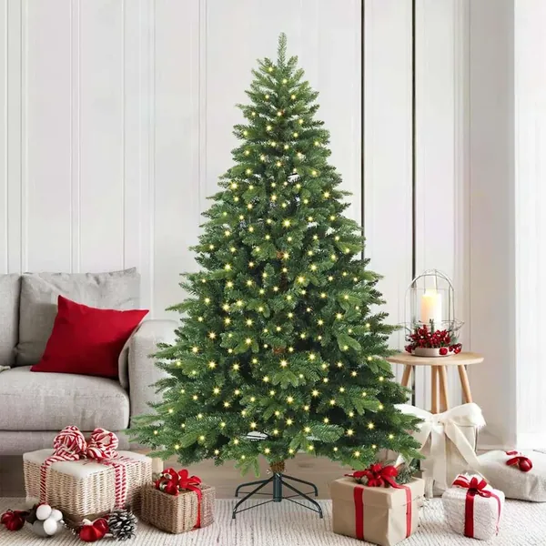 Sapin de Noël artificiel avec 300 LED Vert 180 cm PE et PVC