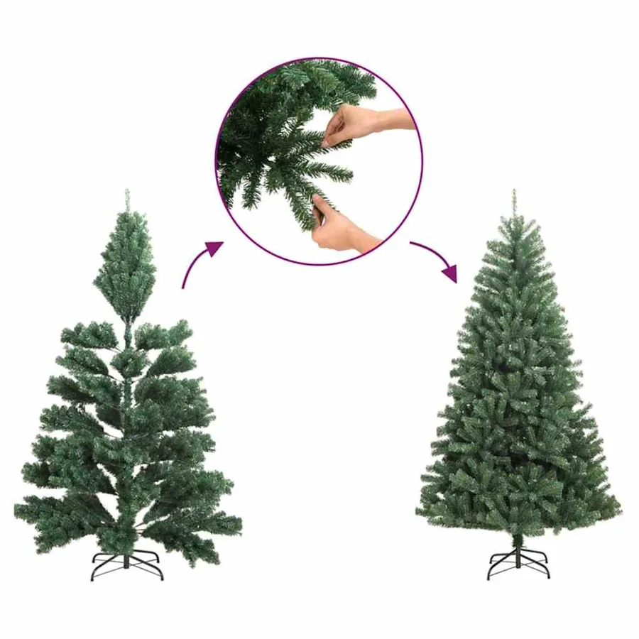 Sapin de Noël mince Vert 180 cm PVC et bois de pin massif - 10