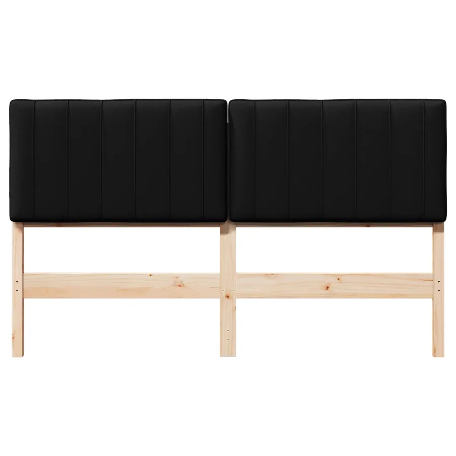 Tête de lit capitonnée Marron et Noir 160 cm Pin massif - 4
