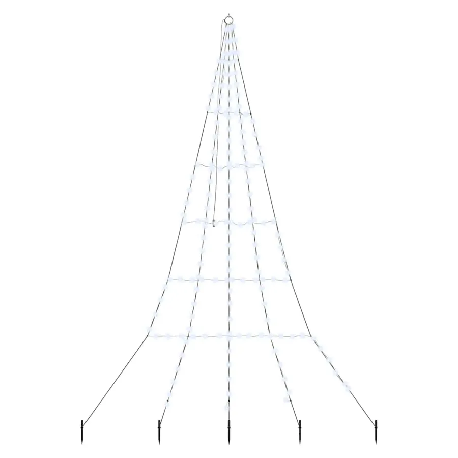 Arbre de Noël LED avec piquets au sol Blanc froid 306 cm Métal - 2