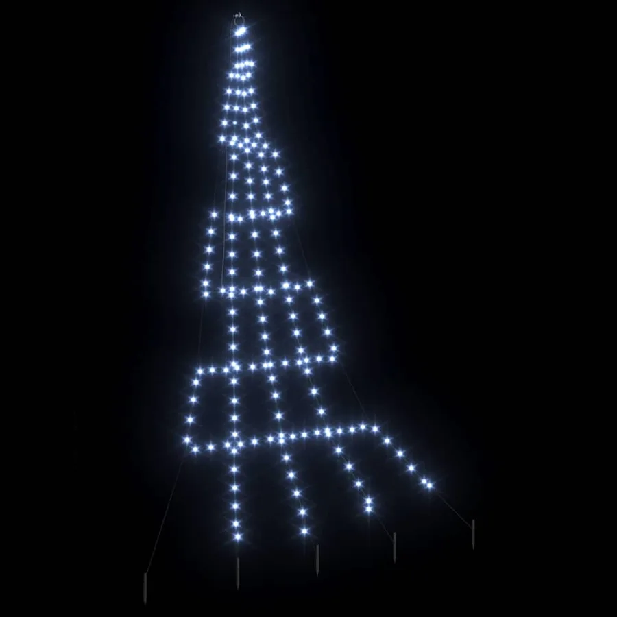 Arbre de Noël LED avec piquets au sol Blanc froid 306 cm Métal - 4