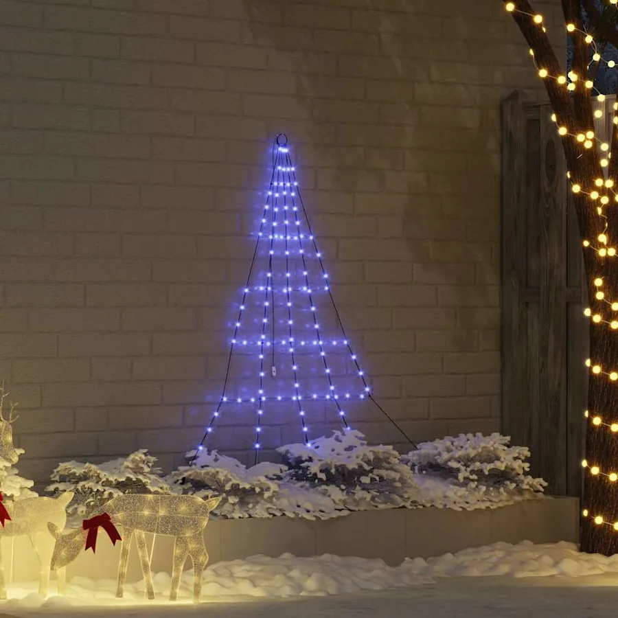 Arbre de Noël LED avec piquets au sol Bleu 182 cm Métal
