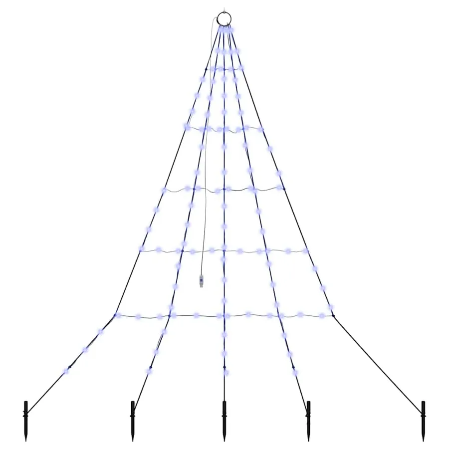 Arbre de Noël LED avec piquets au sol Bleu 182 cm Métal - 2