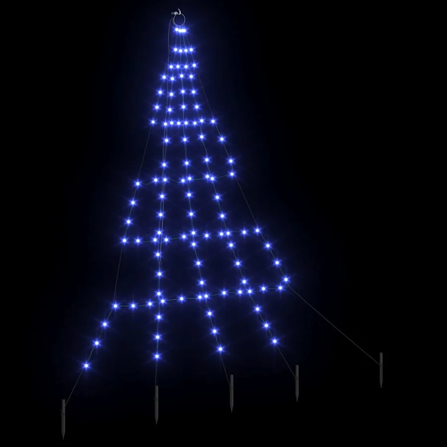 Arbre de Noël LED avec piquets au sol Bleu 182 cm Métal - 4