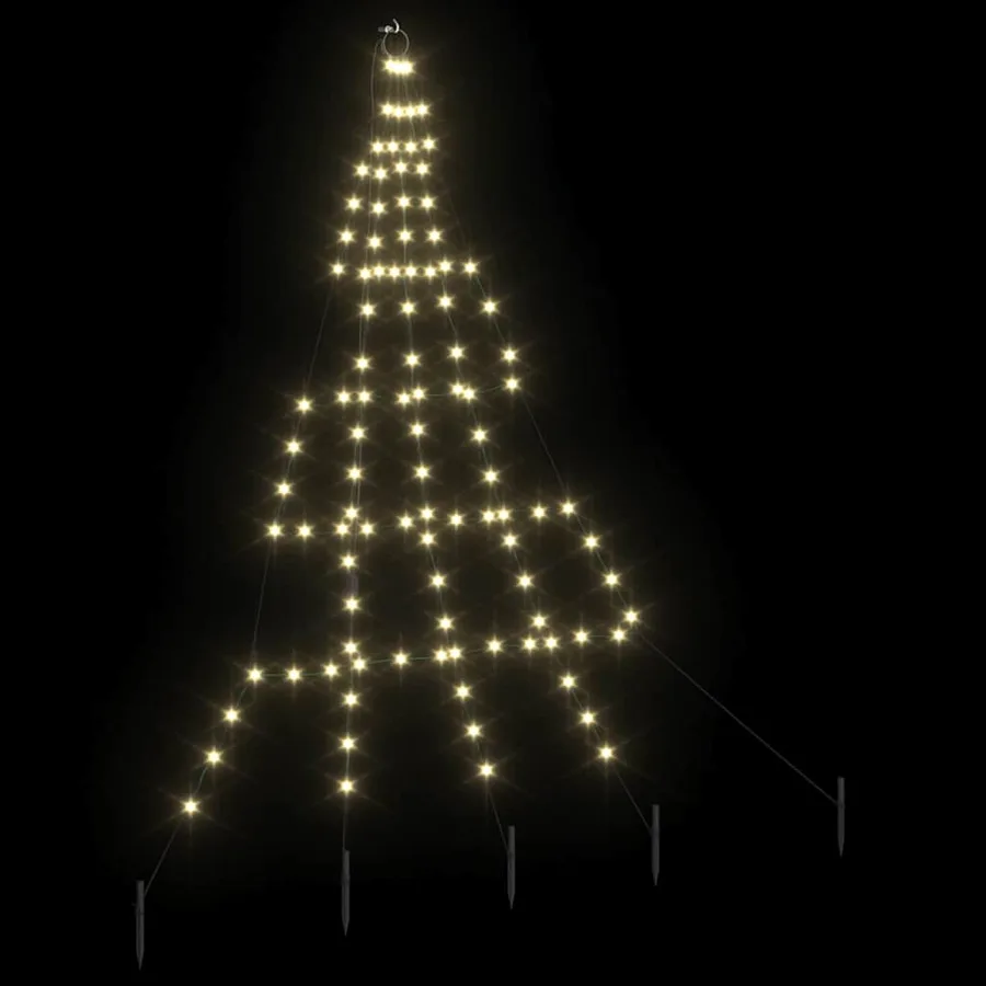 Arbre de Noël LED avec piquets au sol Blanc chaud 182 cm Métal - 4
