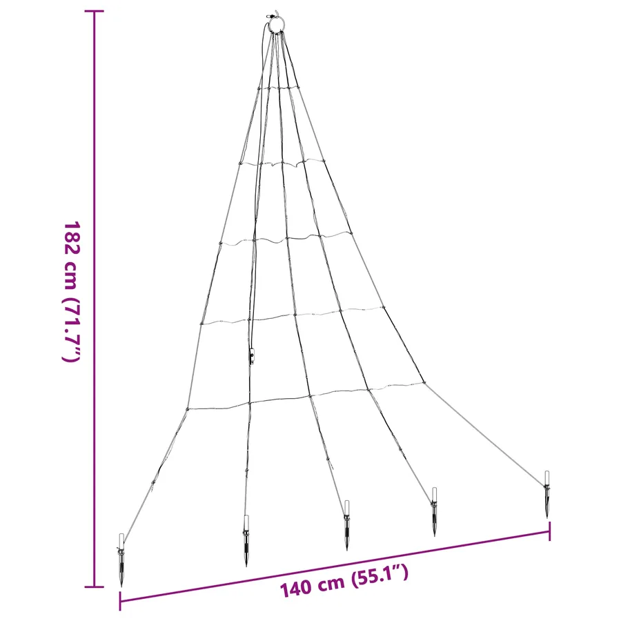 Arbre de Noël LED avec piquets au sol Blanc chaud 182 cm Métal - 8