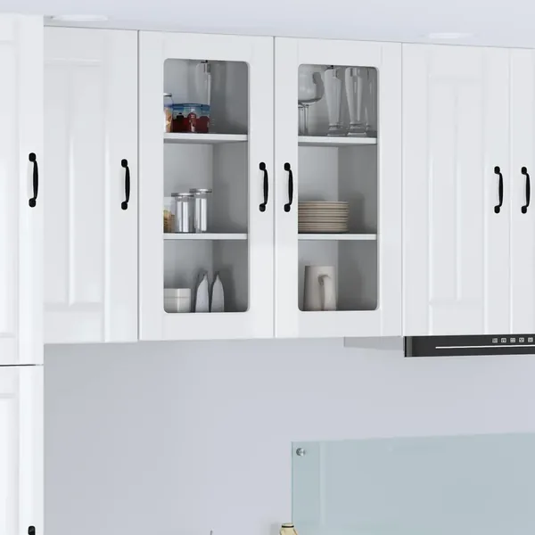 Cabinet en verre mural LUCCA 2 pcs Blanc brillant