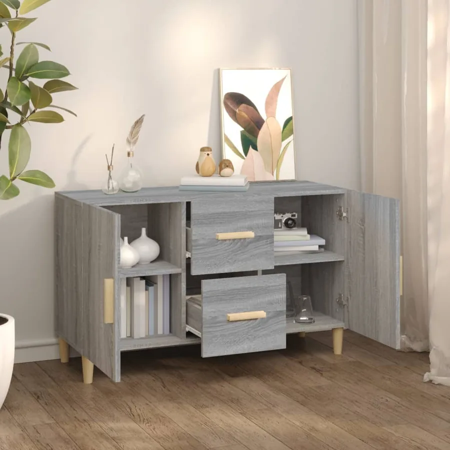 Buffet sonoma gris 100x36x60 cm bois d'ingénierie - 7