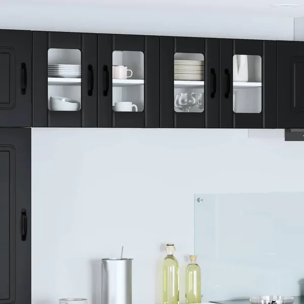Cabinet en verre mural LUCCA 2 pcs Noir 60 x 31 x 40 cm
