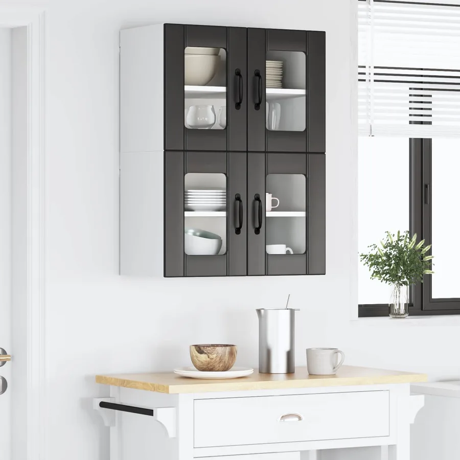 Cabinet en verre mural LUCCA 2 pcs Noir 60 x 31 x 40 cm - 4
