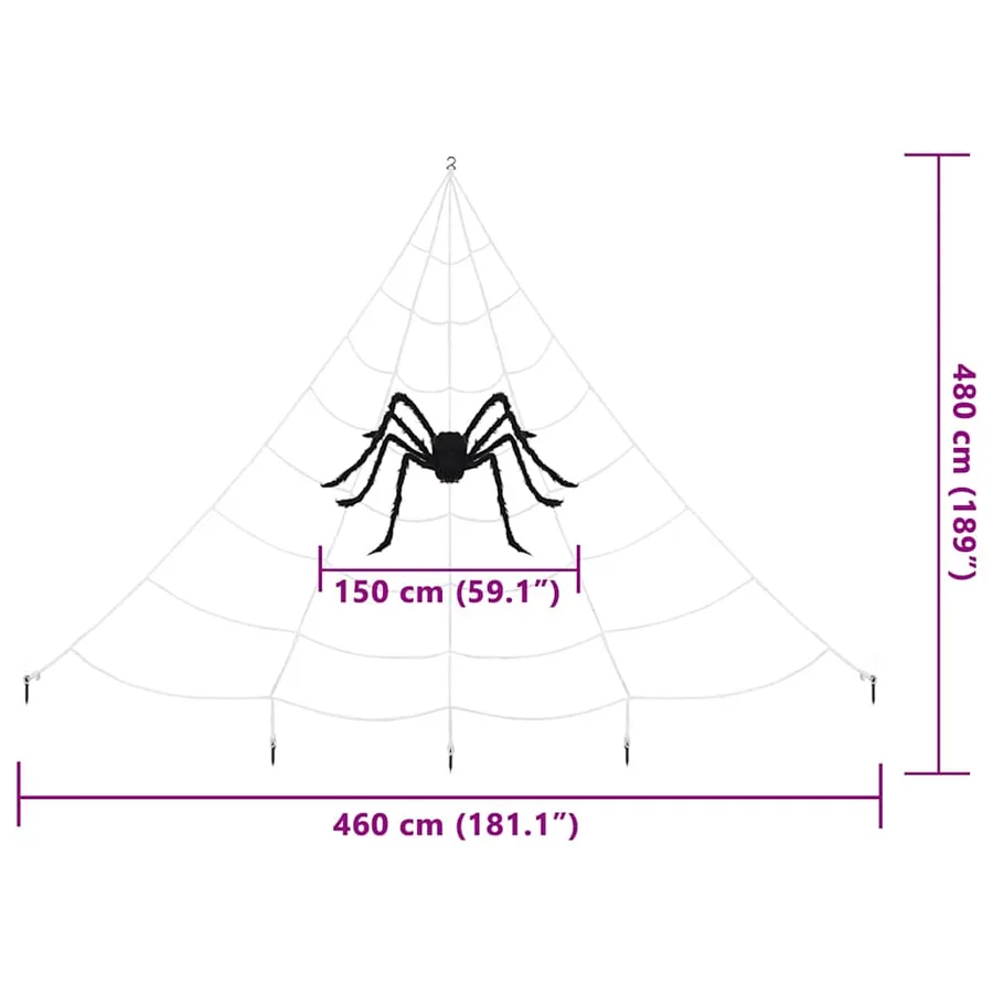 Décoration d'araignée d'Halloween avec toiles 4 pcs Polyester - 11