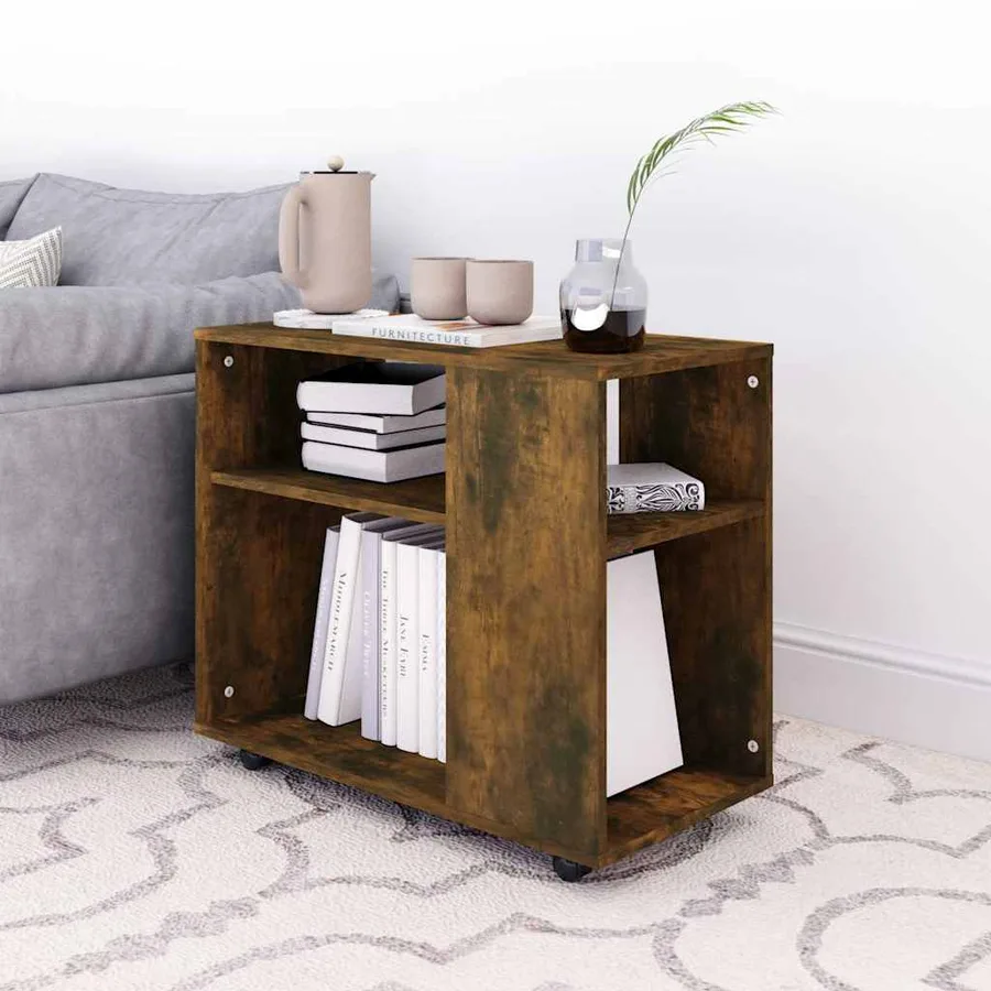 Table d'appoint Chêne fumé 70x35x55 cm Bois d'ingénierie - 3