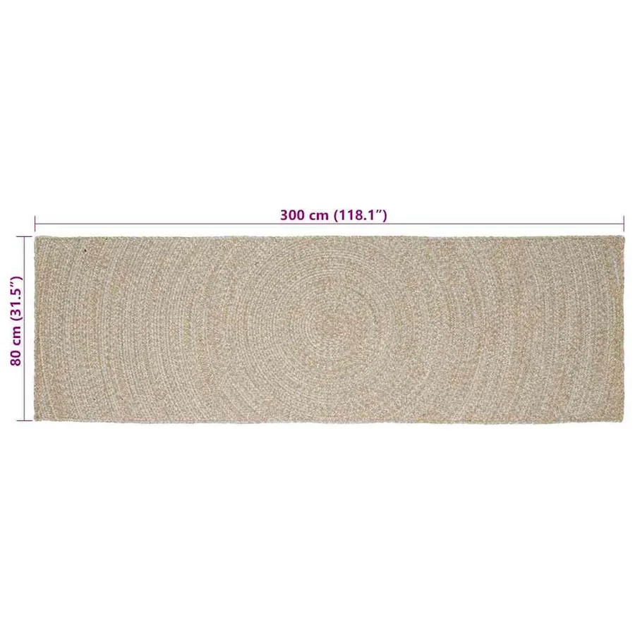 Tapis de surface Naturel et Blanc 80 x 300 cm Jute - 8