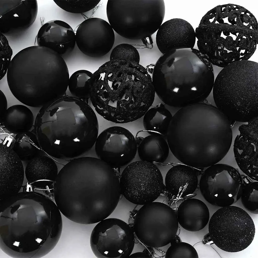 Ensemble de Boules de Noël avec 150 LED 61 pcs Noir Plastique - 7