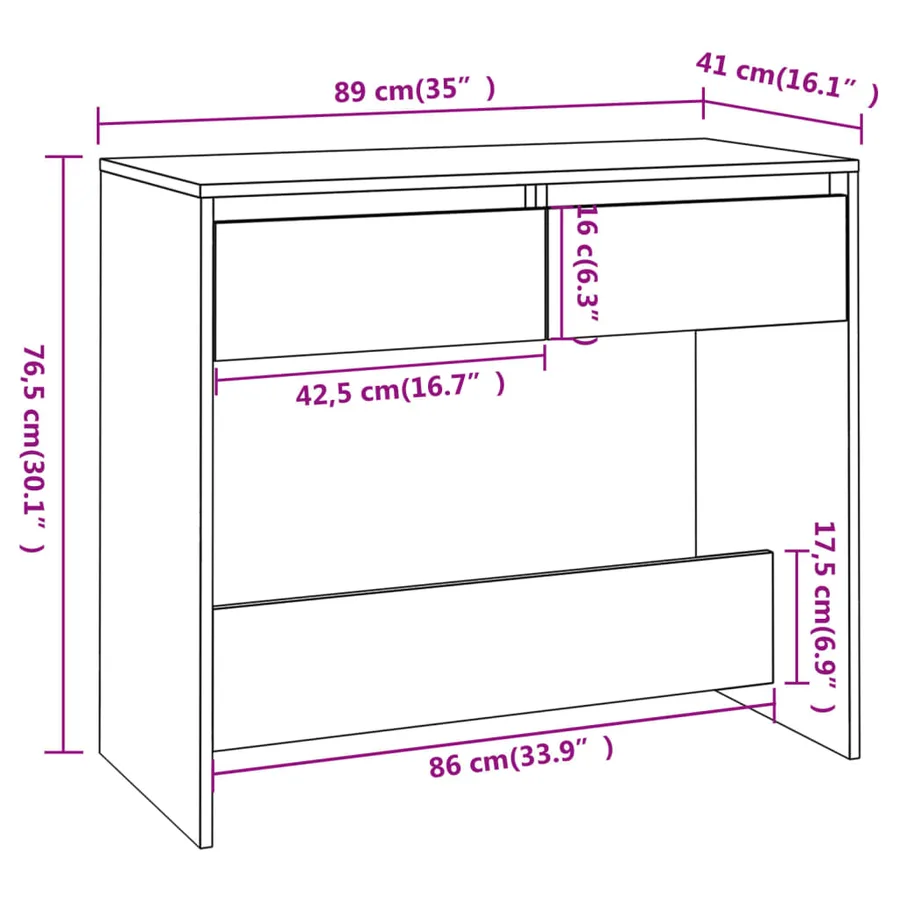 Table console Blanc 89x41x76,5 cm Acier - 8