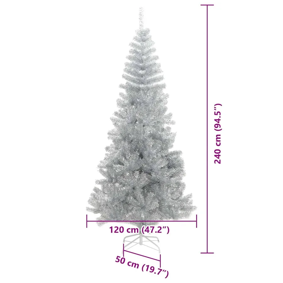 Sapin de Noël avec 300 LED avec support Argent 240 cm PET - 14