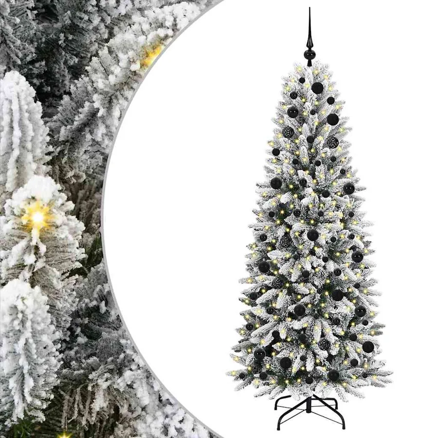 Sapin de Noël artificiel avec 300 LED avec support Blanc 180 cm - 2