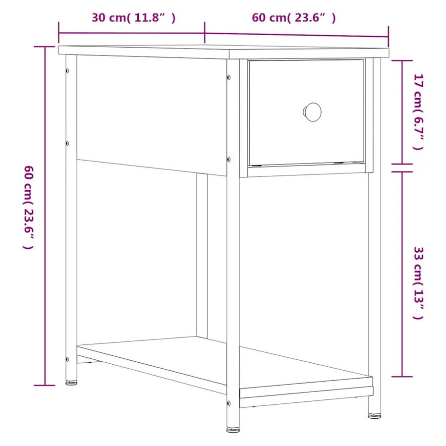 Tables de chevet 2pcs chêne marron 30x60x60cm bois d'ingénierie - 12