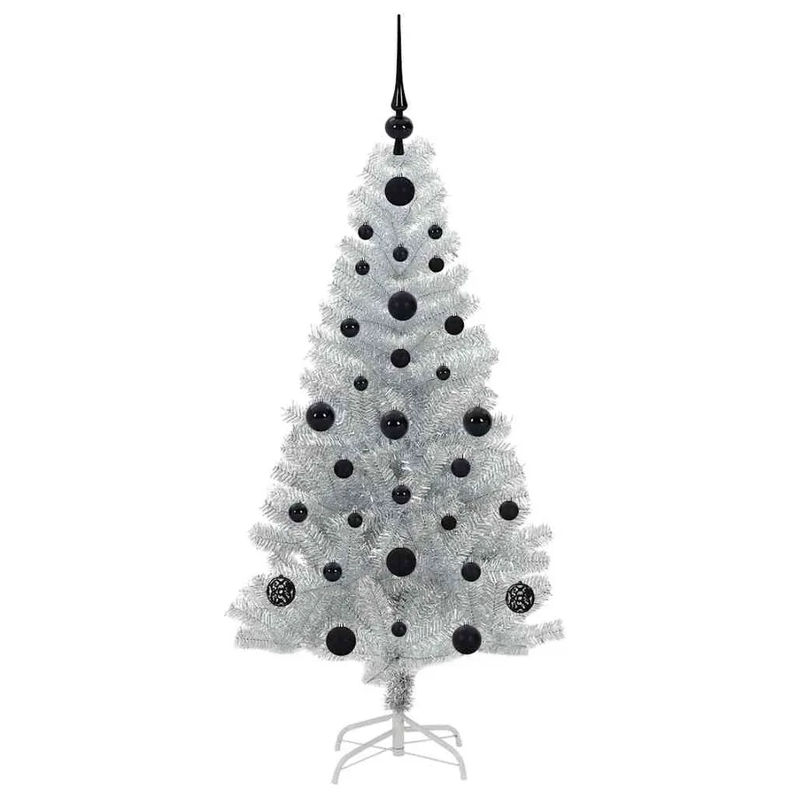 Sapin de Noël avec 150 LED avec support Argent 120 cm PET - 4