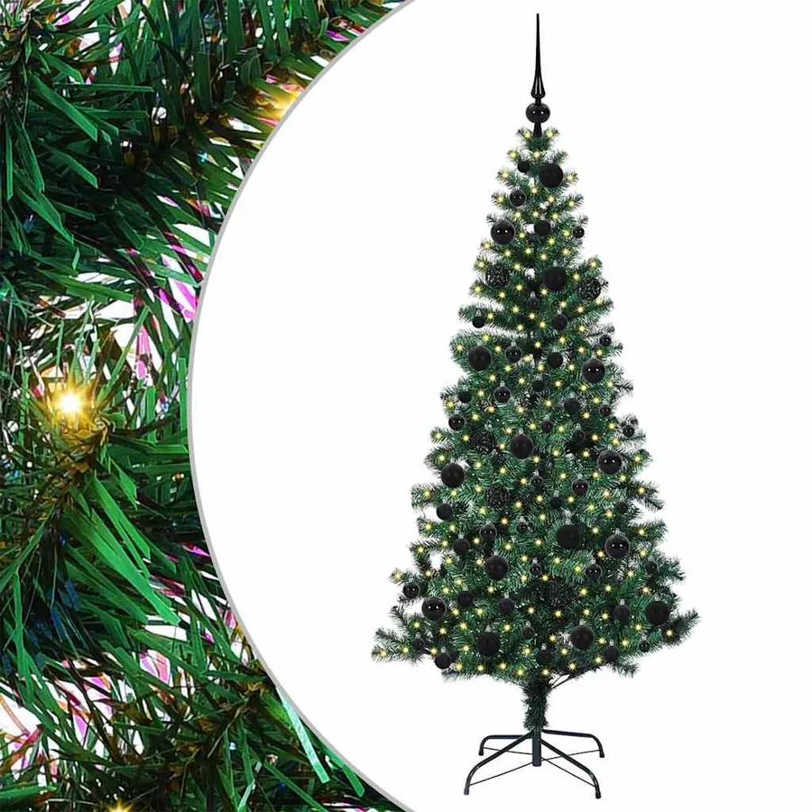 Sapin de Noël artificiel pré-éclairé Vert 180 cm PVC et métal - 2