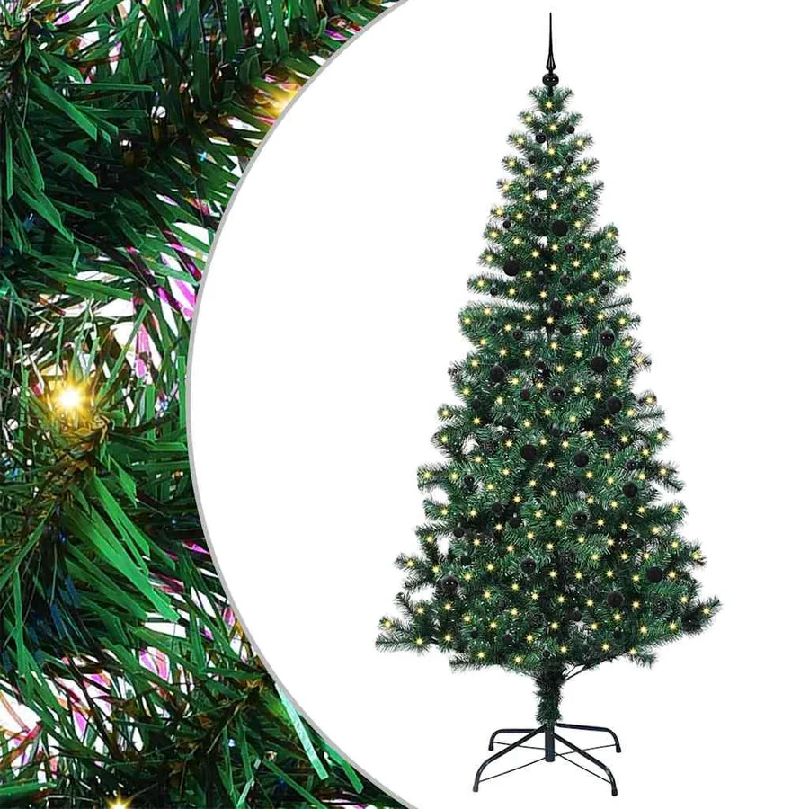 Sapin de Noël artificiel pré-éclairé Vert 240 cm PVC et métal - 2