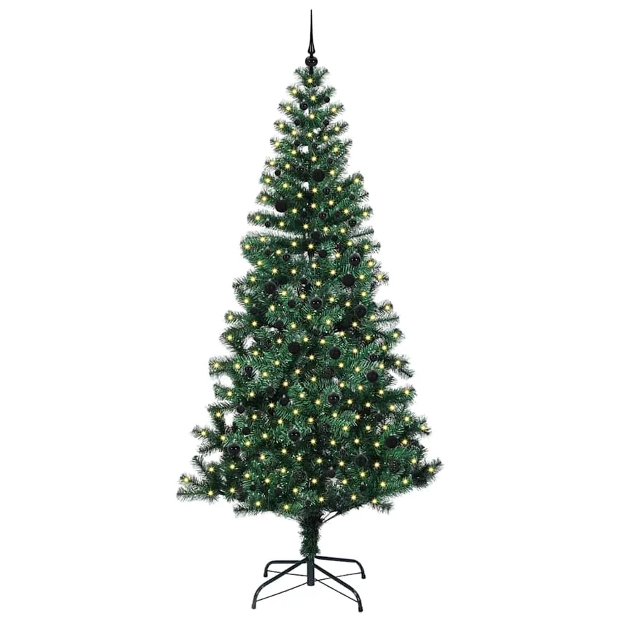 Sapin de Noël artificiel pré-éclairé Vert 240 cm PVC et métal - 3