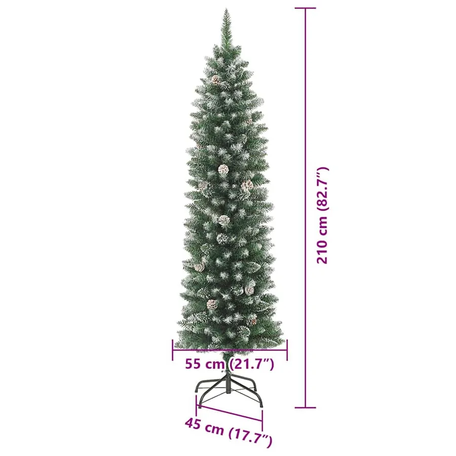 Arbre de Noël artificiel slim avec 300 LED Vert et blanc 210 cm - 15