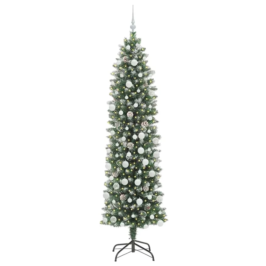 Arbre de Noël artificiel slim avec 300 LED Vert et blanc 210 cm - 3