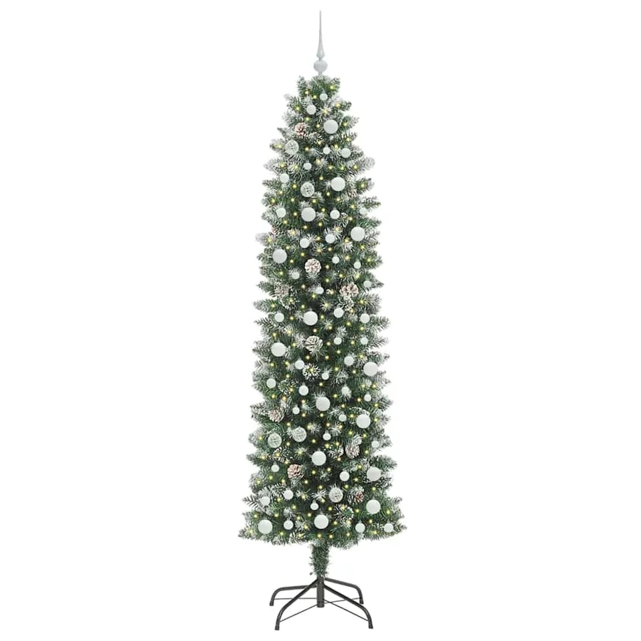 Arbre de Noël artificiel slim avec 300 LED Vert et blanc 240 cm - 3