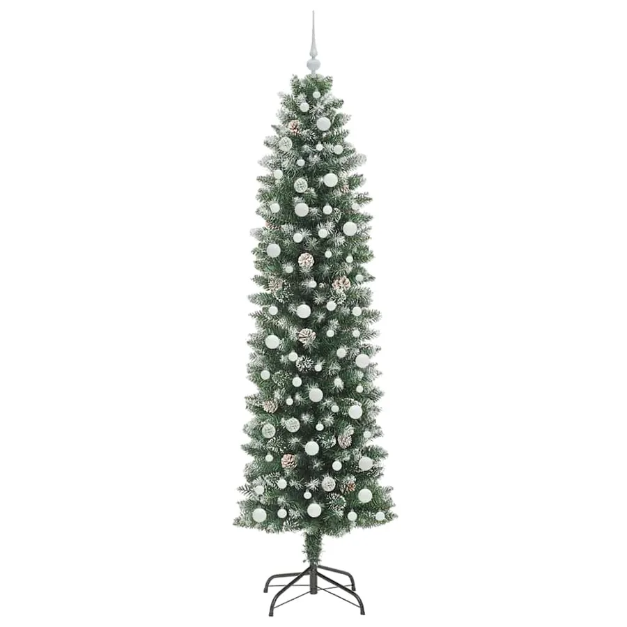 Arbre de Noël artificiel slim avec 300 LED Vert et blanc 240 cm - 4